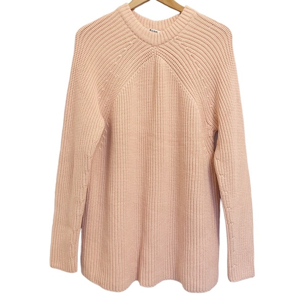 ACNE STUDIOS Katan Heavy Rib Knit Pale Dusty Pink Size Large - Picture 3 of 16